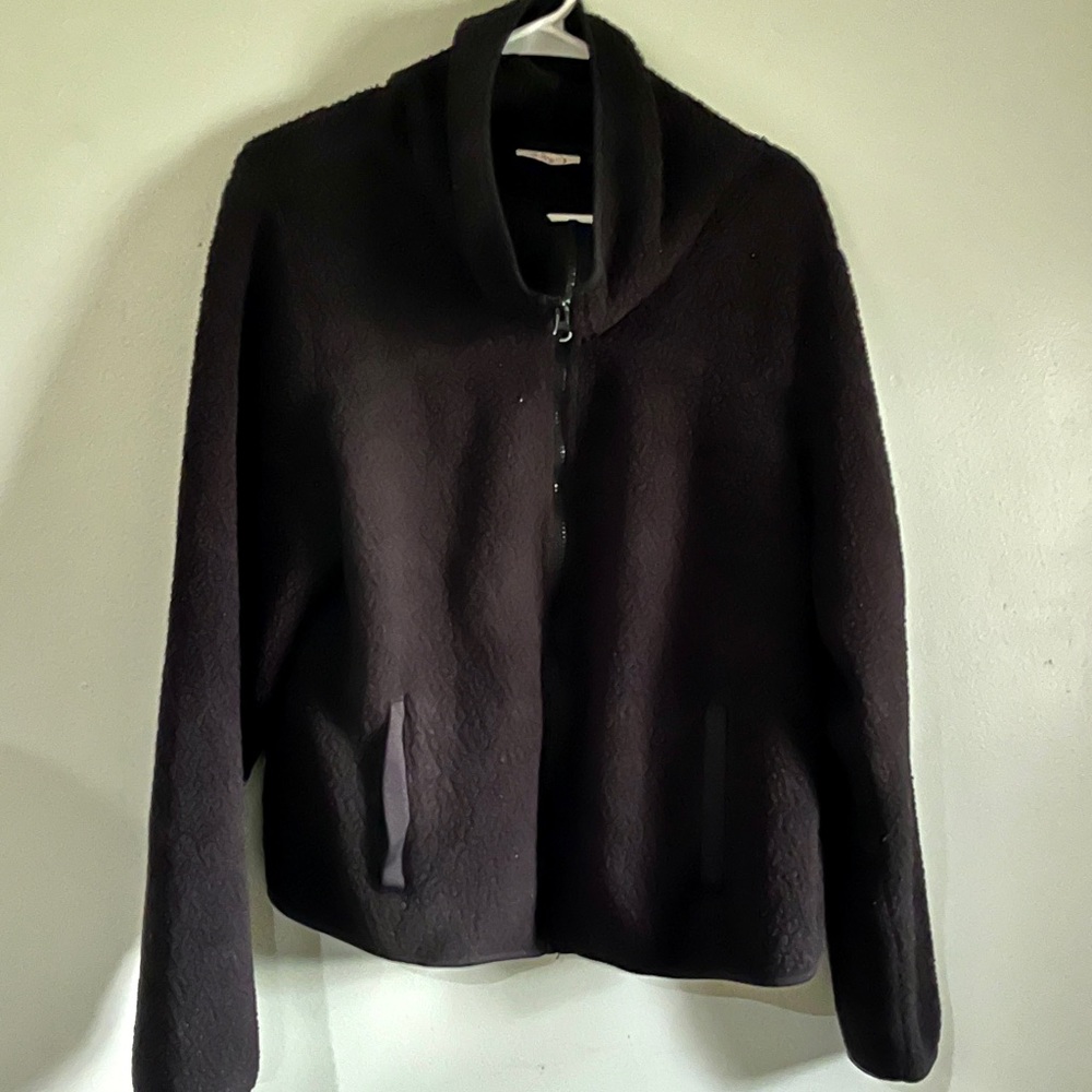 SO cozy softest sherpa Women's Black Full Zip Fleece Jacket